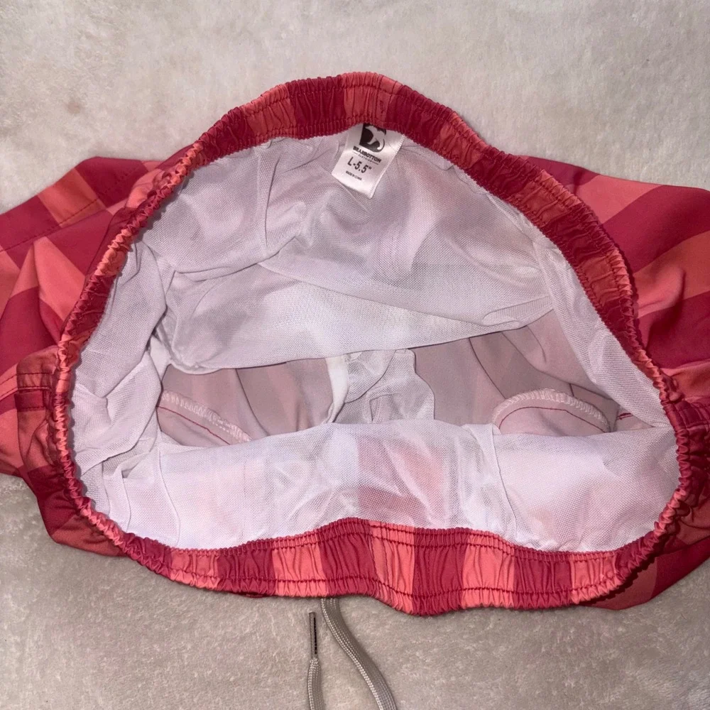 BEARBOTTOM Swim Trunks Mens Large Pink Red Striped Lined 5.5